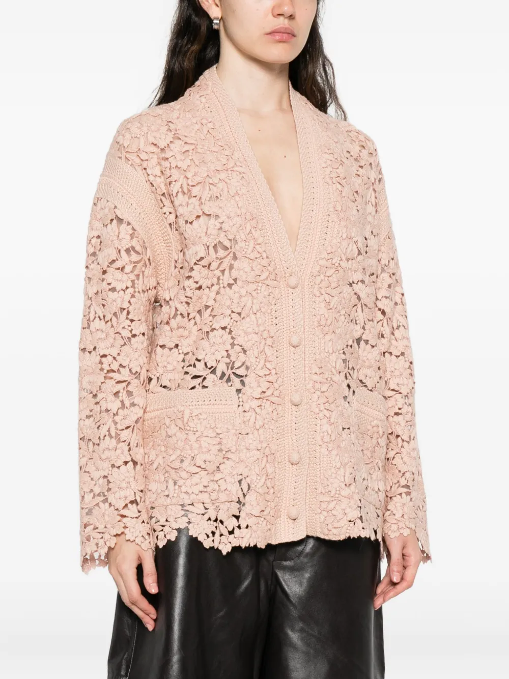 Ermanno Scervino Cardigan Aus Floraler Spitze In Pink