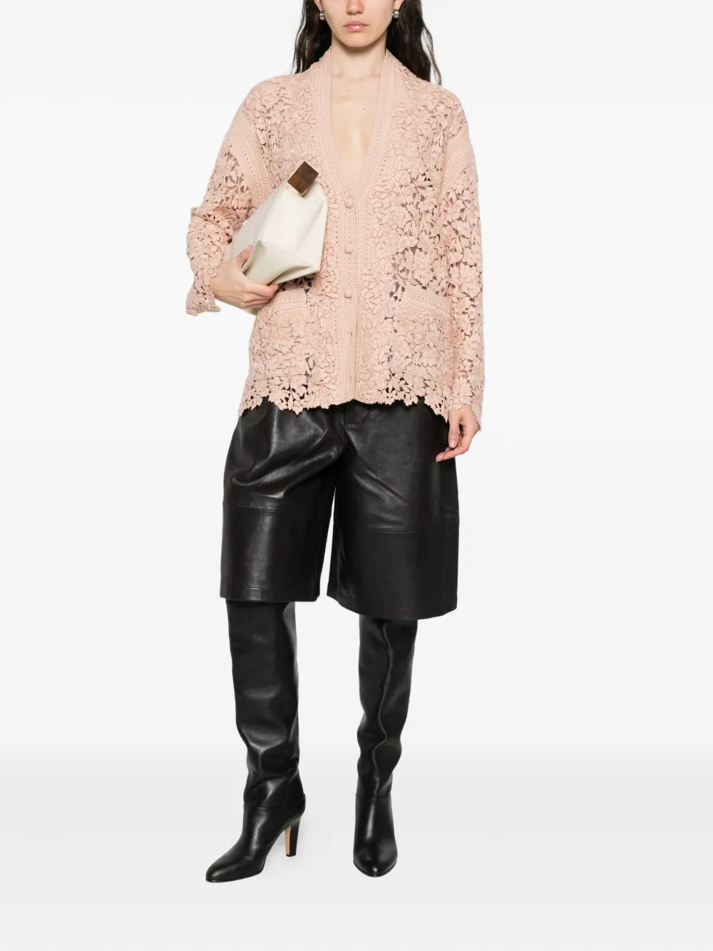 Ermanno Scervino Cardigan Aus Floraler Spitze In Pink