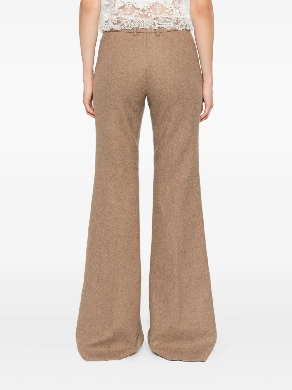 Ermanno Scervino Wool Blend Flared Trousers In Brown