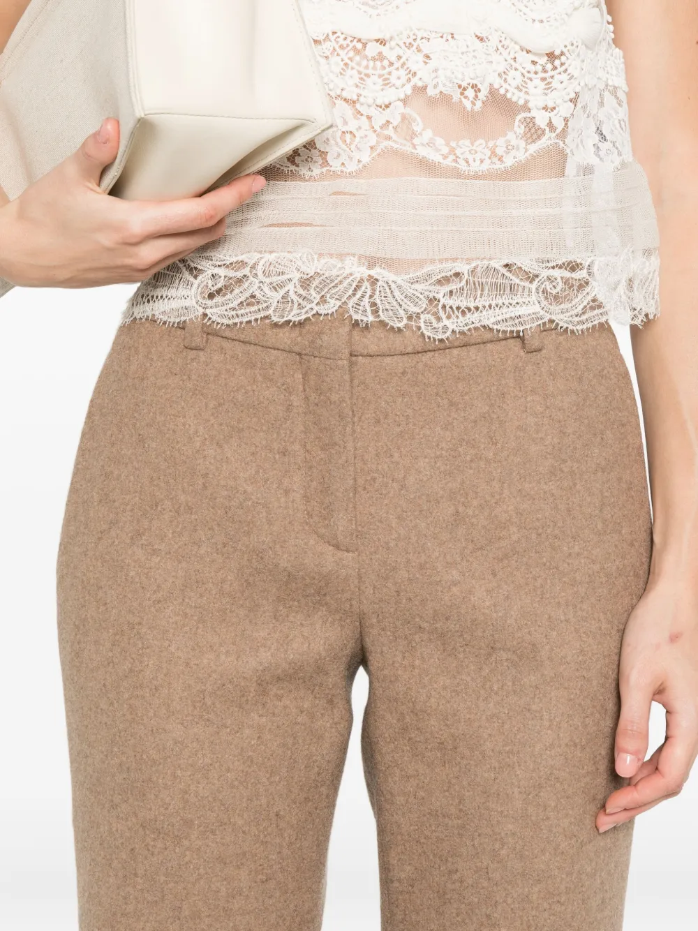 Ermanno Scervino Wool Blend Flared Trousers In Brown