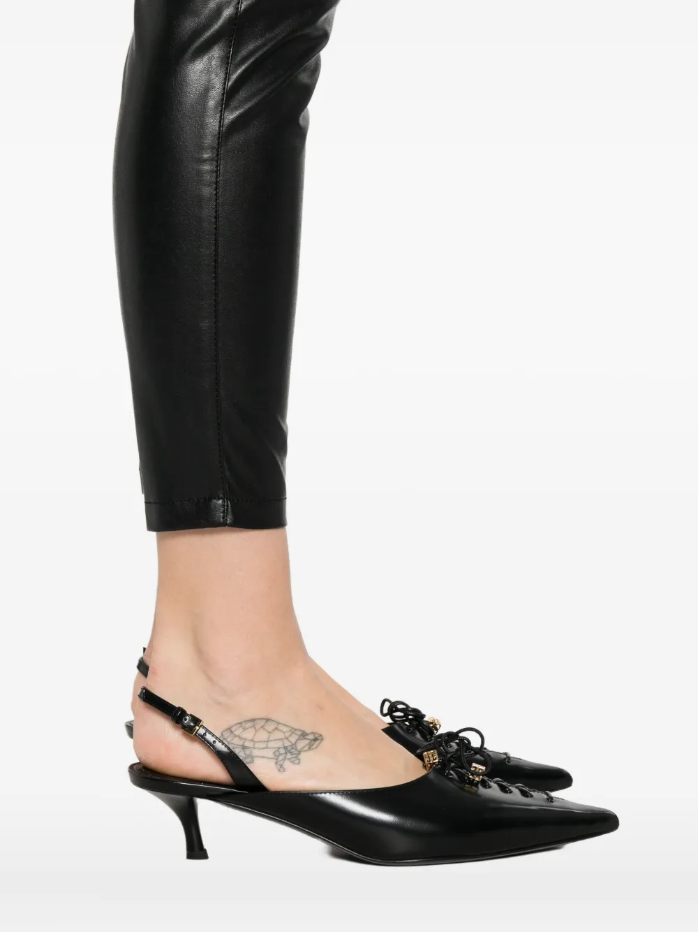 Ermanno Scervino Leather Cropped Trousers In Black