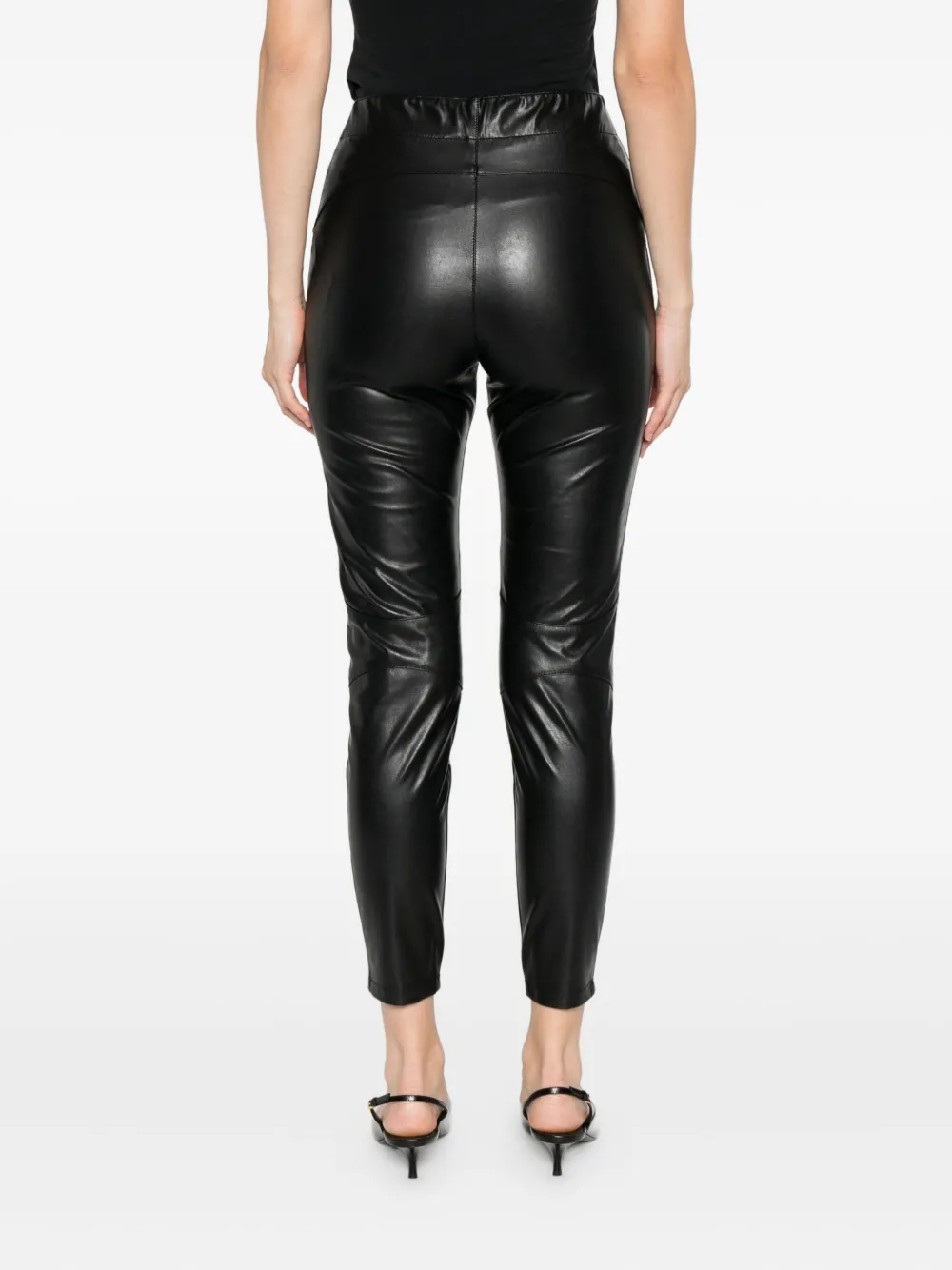 Ermanno Scervino Leather Cropped Trousers In Black
