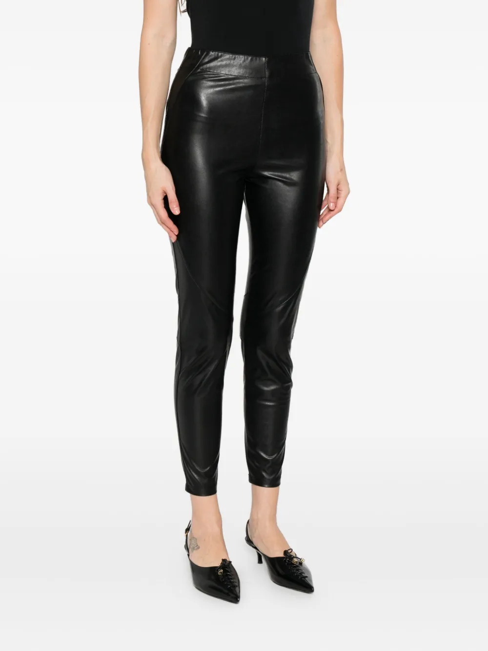 Ermanno Scervino Leather Cropped Trousers In Black