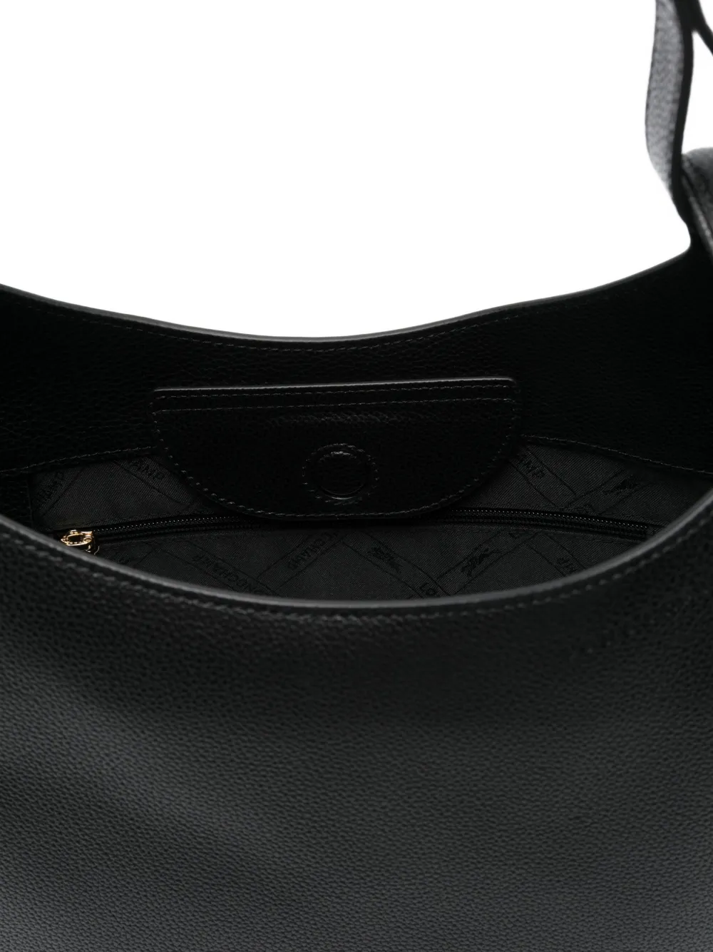 Longchamp curved leather shoulder bag Zwart