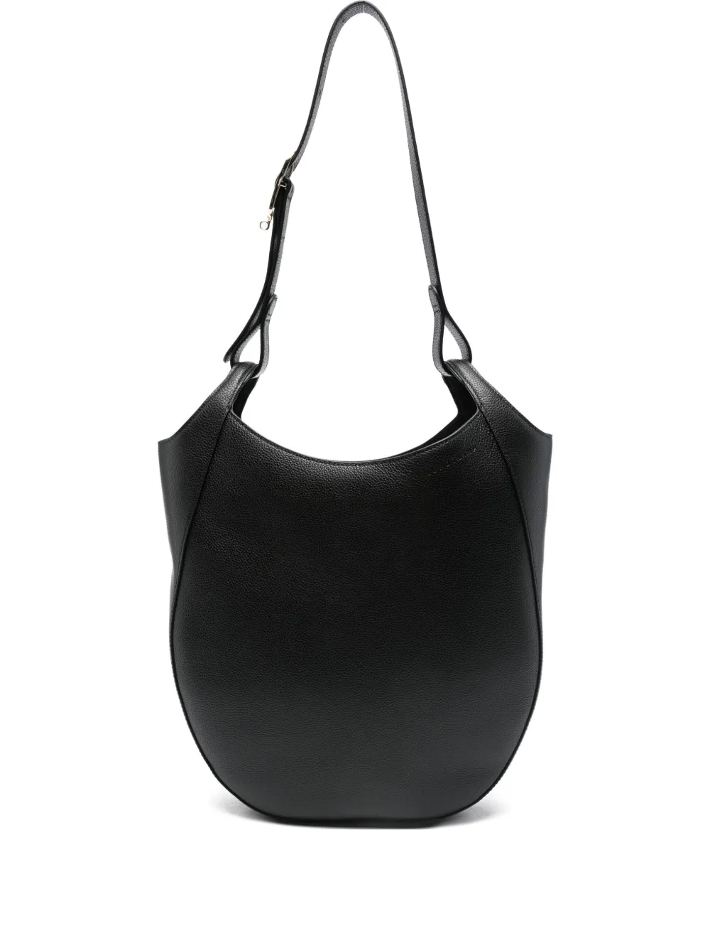 Longchamp curved leather shoulder bag Zwart
