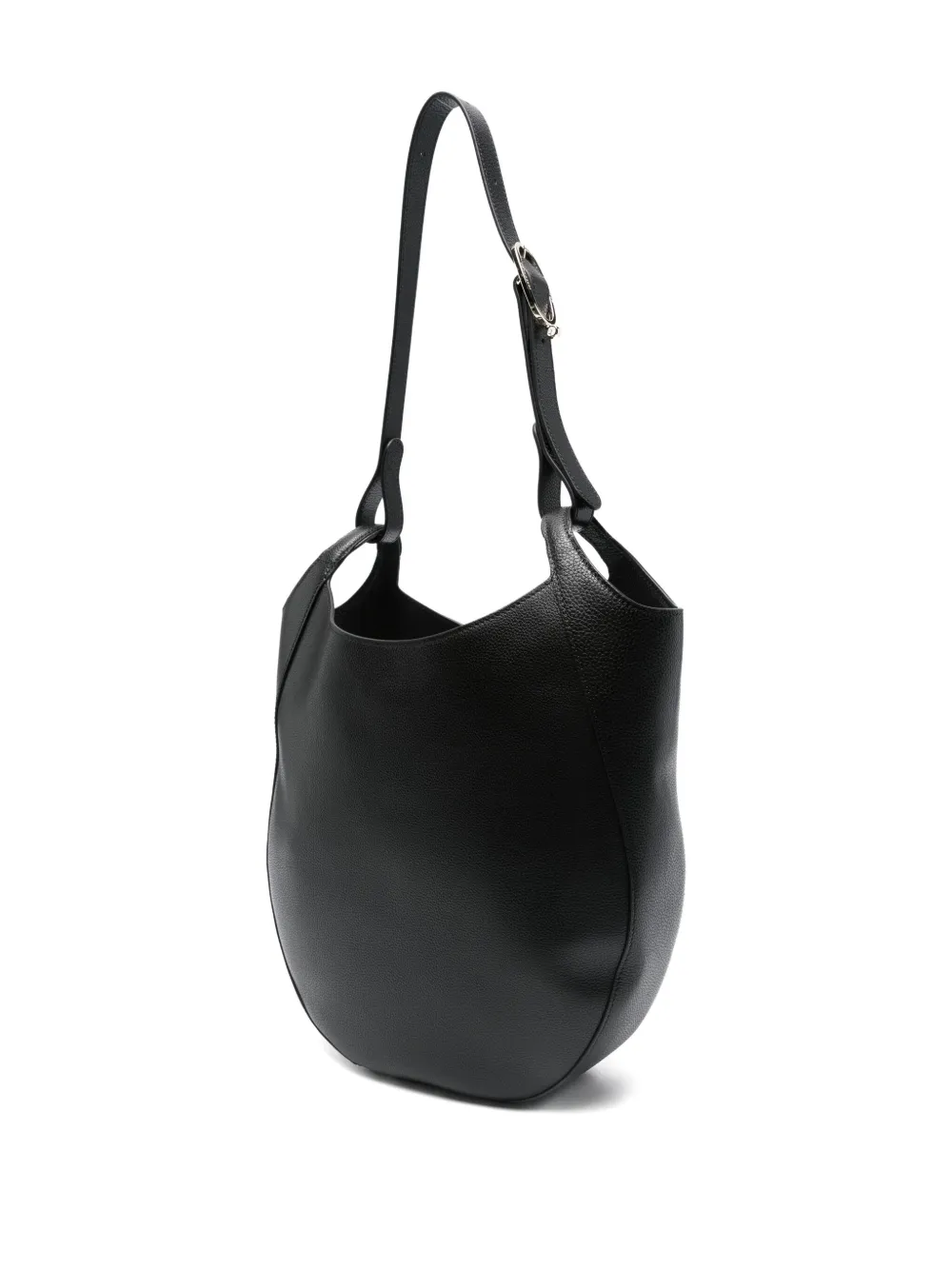 Longchamp curved leather shoulder bag Zwart