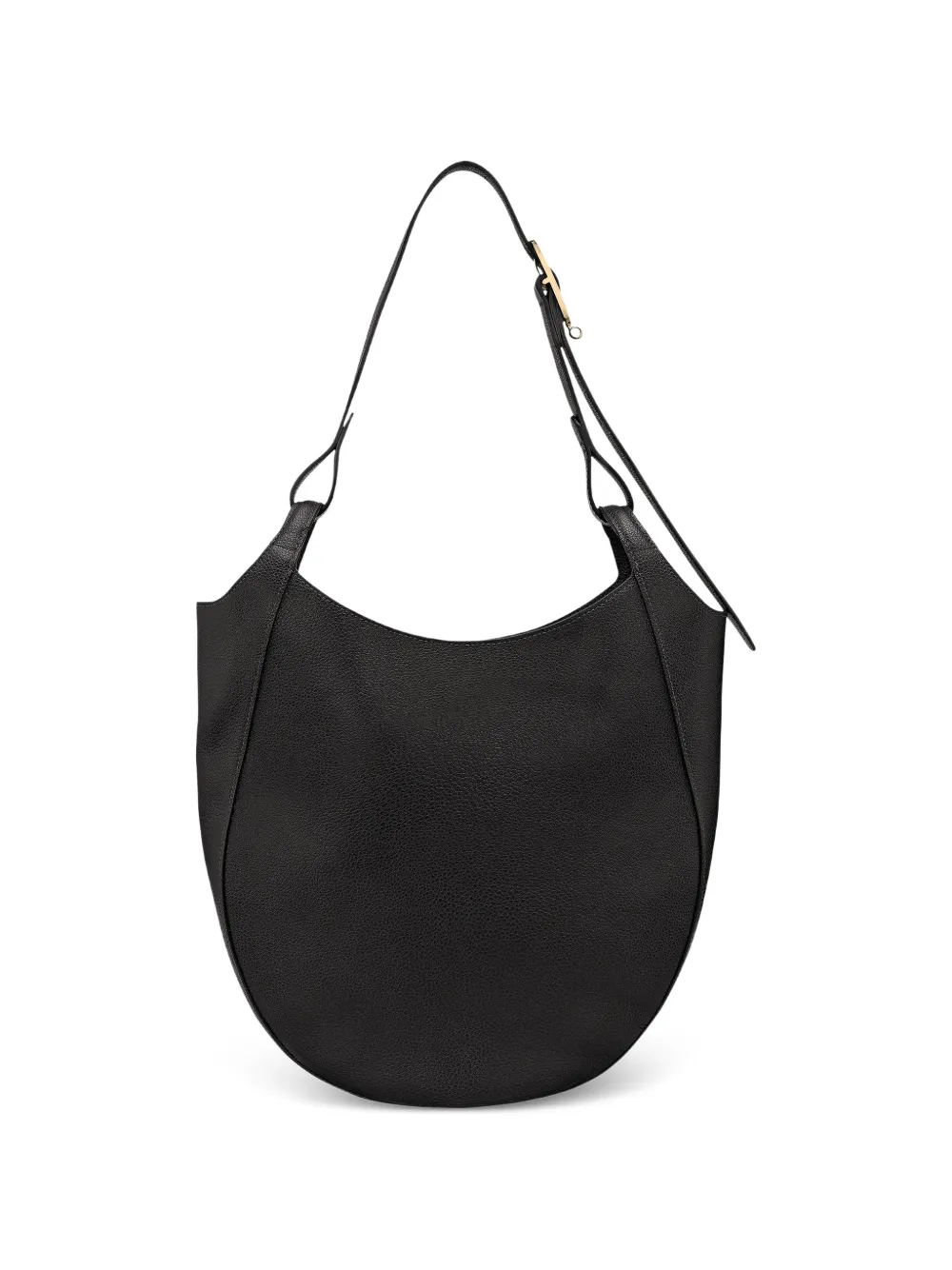  Longchamp Curved Leather Shoulder Bag - Black 
