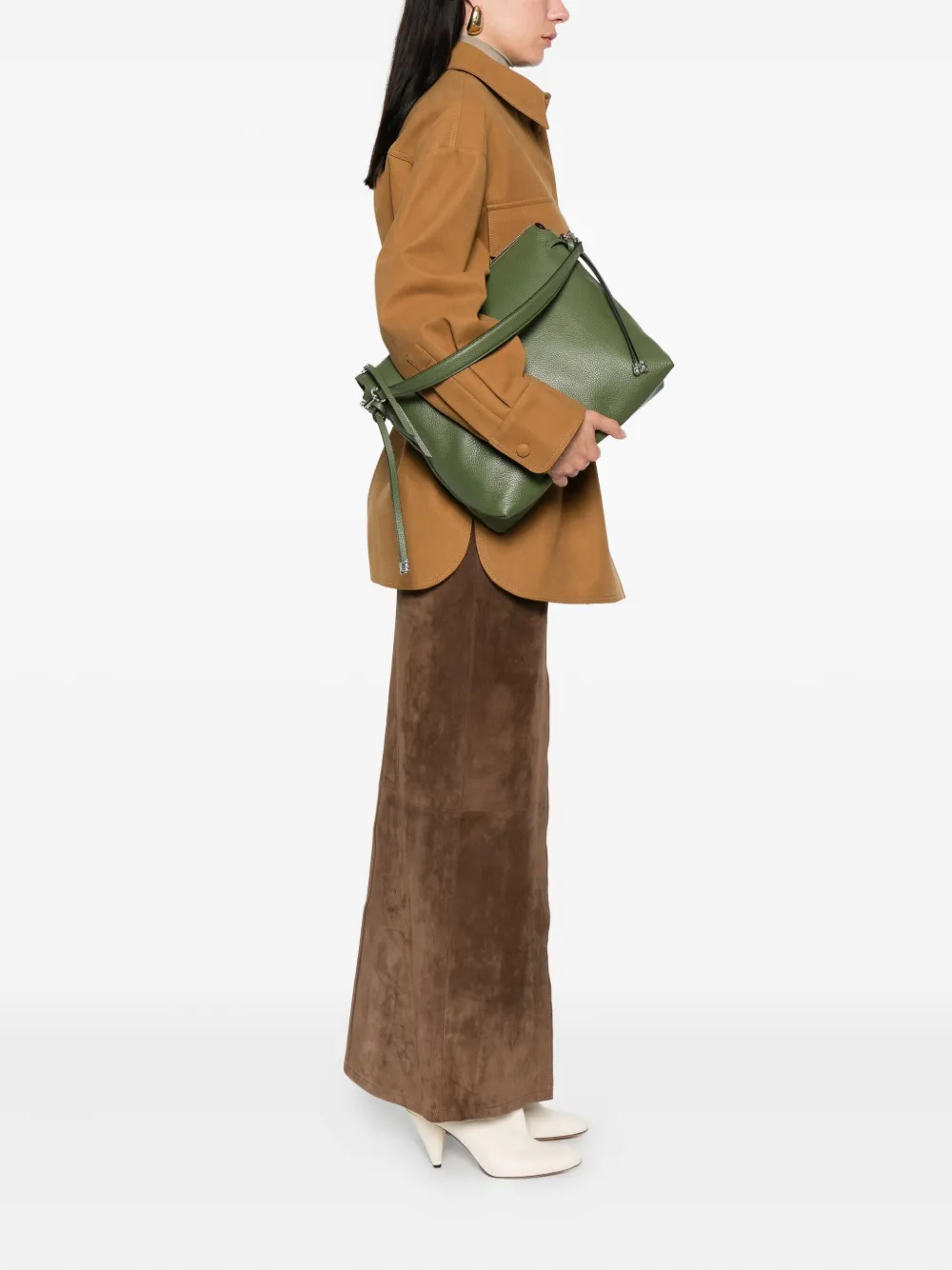 GIANNI CHIARINI Brina schoudertas met trekkoord en handgreep Groen