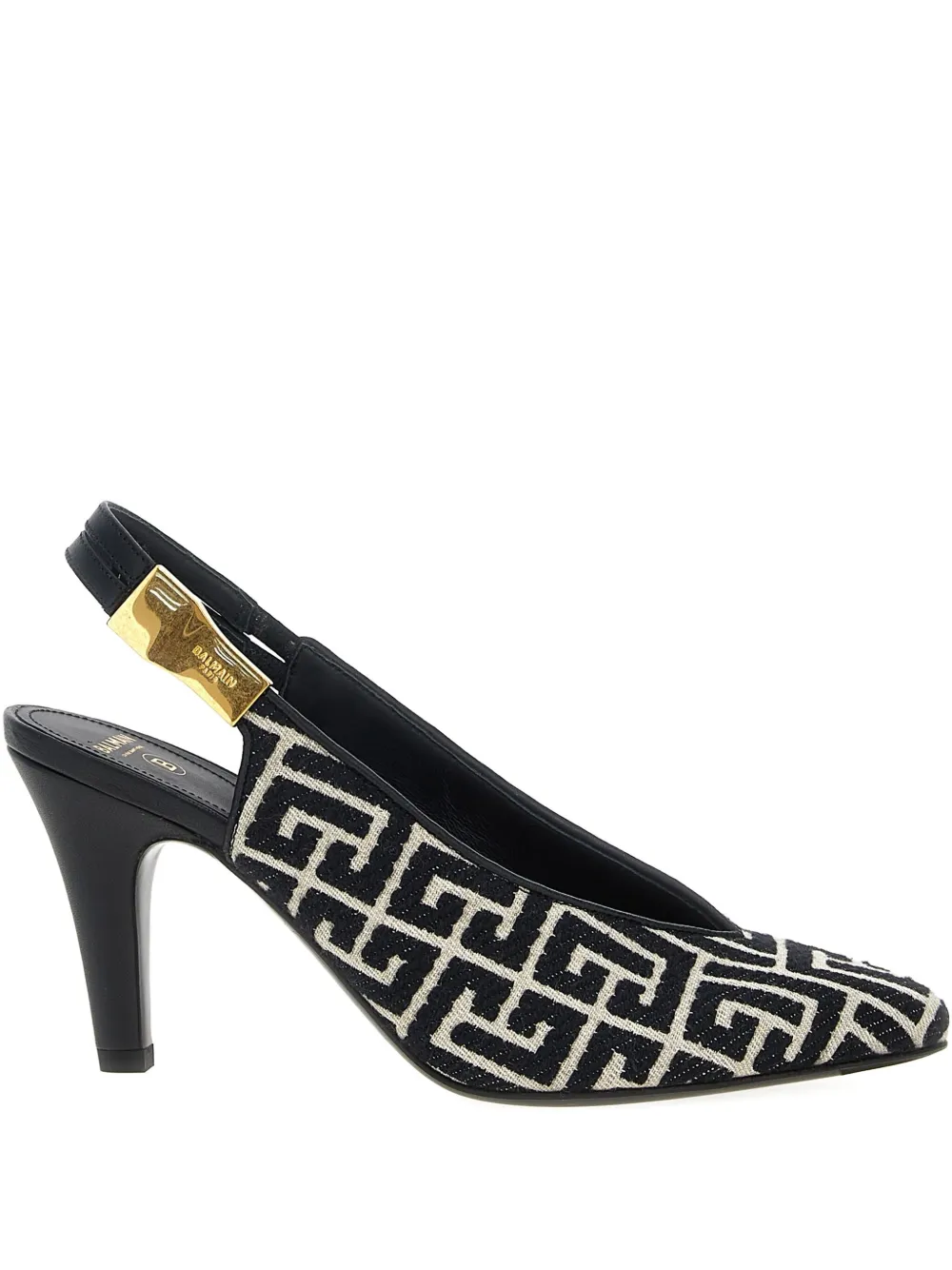 Balmain 80mm Tara Monogram-jacquard Slingback Pumps