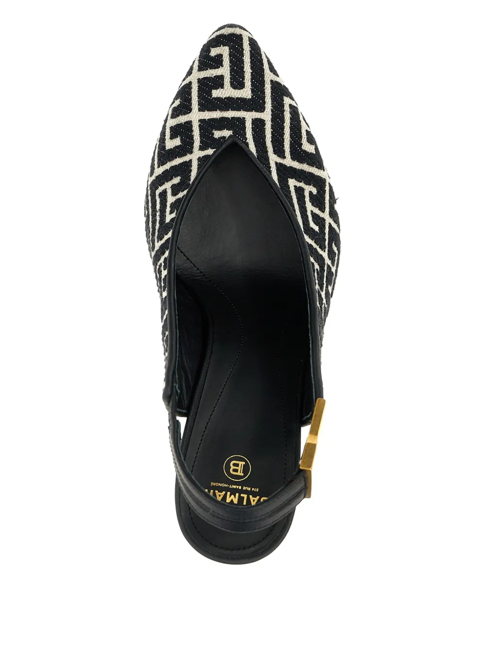 Balmain 80mm Tara monogram-jacquard slingback pumps Black