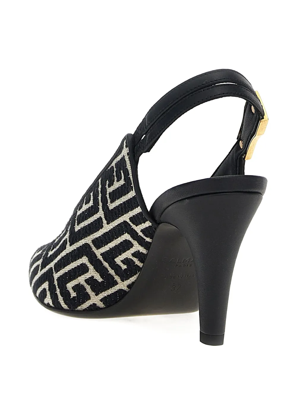 Balmain 80mm Tara monogram-jacquard slingback pumps Black
