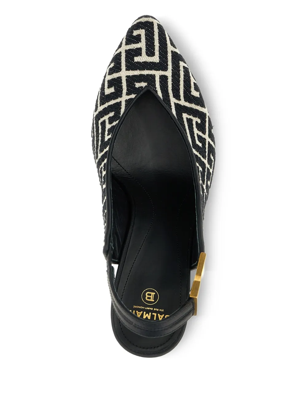 Balmain 80mm Tara monogram-jacquard slingback pumps Black