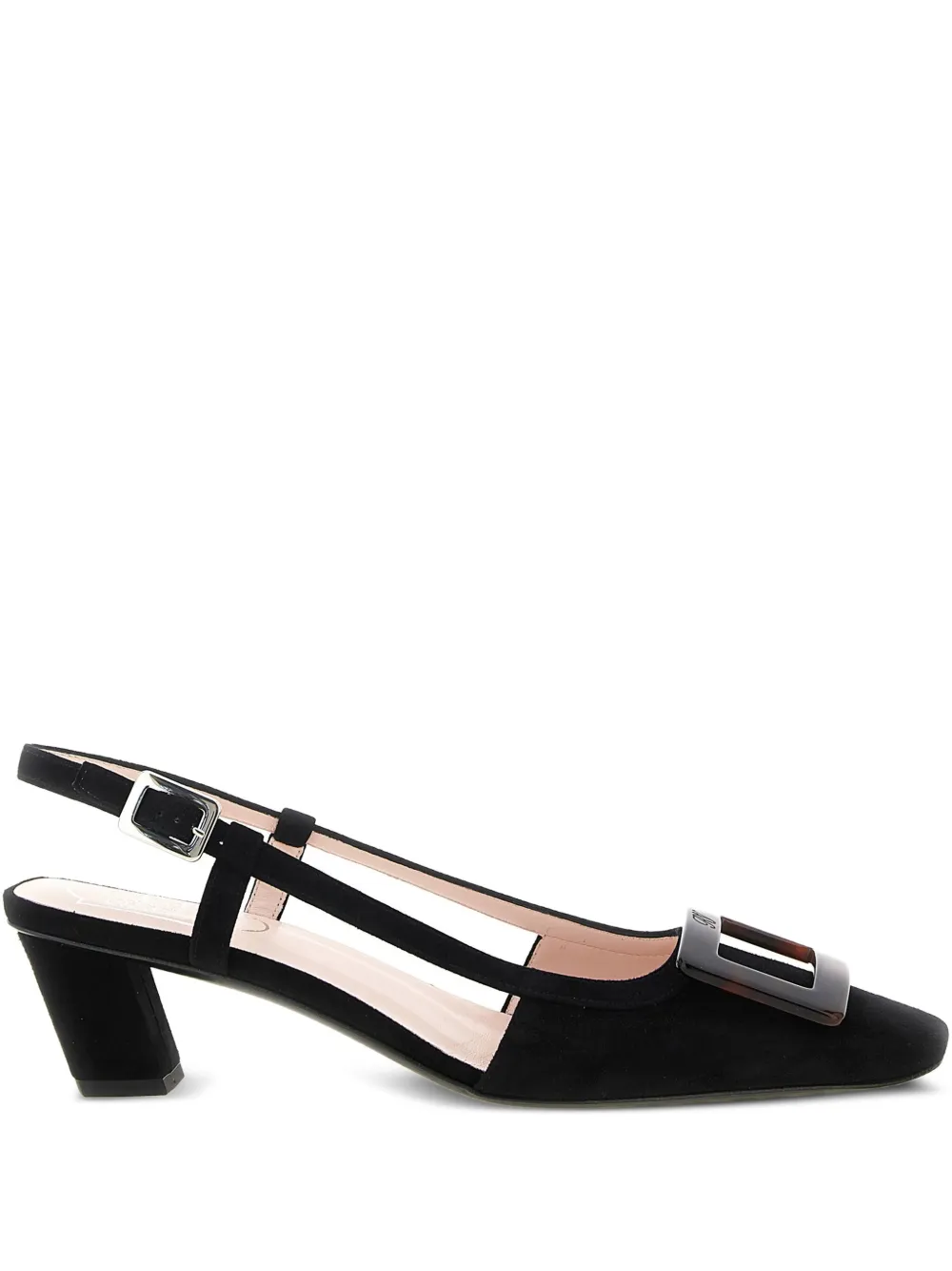 Roger Vivier 45mm Belle square-toe buckle slingback pumps | Black | Image 1