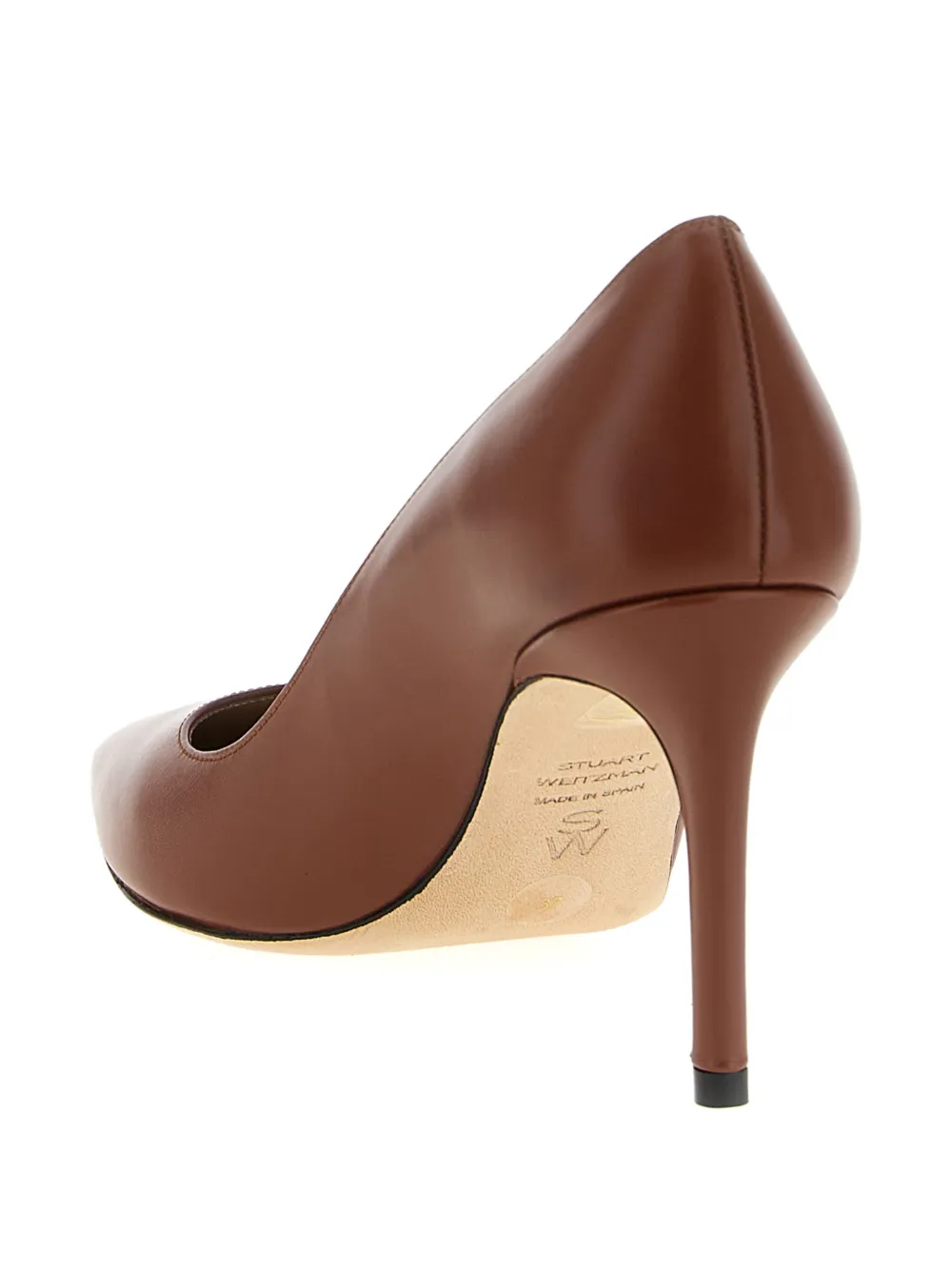 Stuart Weitzman Power pointed-toe leather pumps Brown