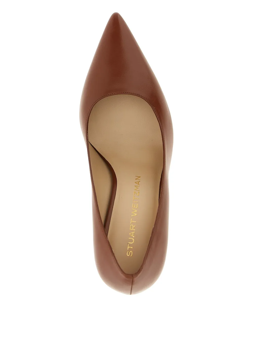 Stuart Weitzman Power pointed-toe leather pumps Brown