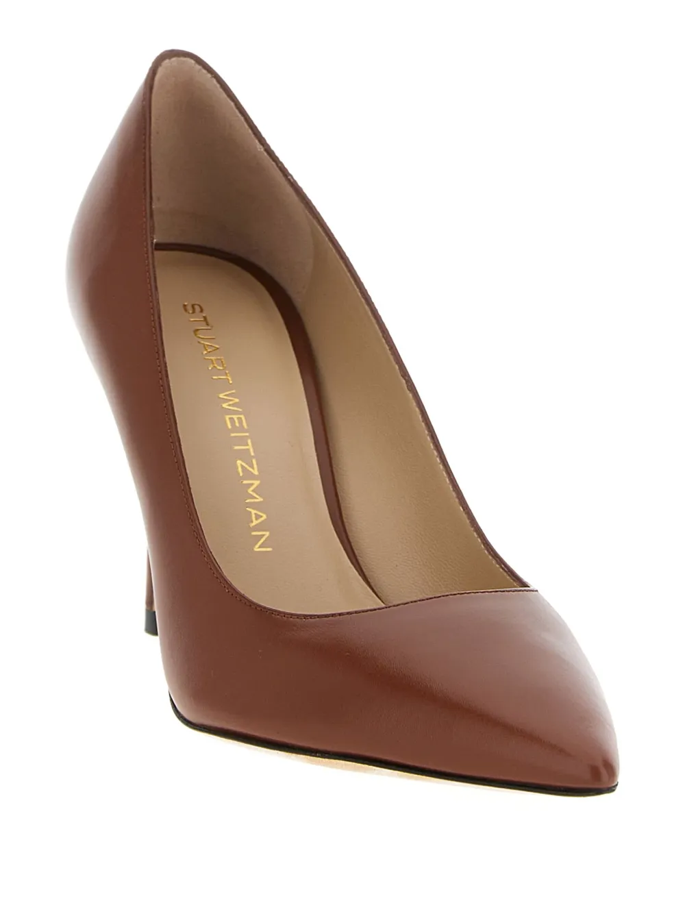 Stuart Weitzman Power pointed-toe leather pumps Brown