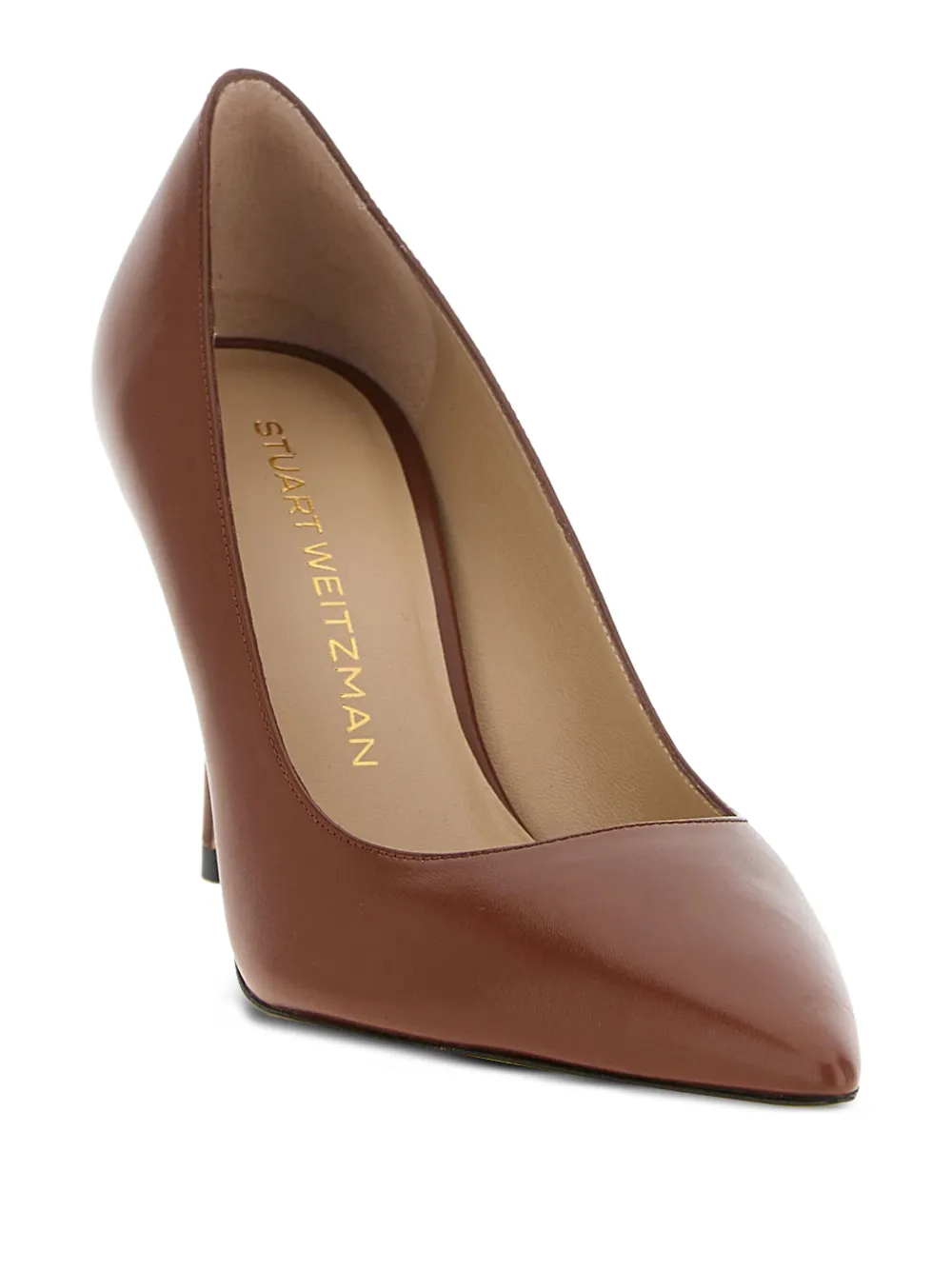 Stuart Weitzman Power pointed-toe leather pumps Brown