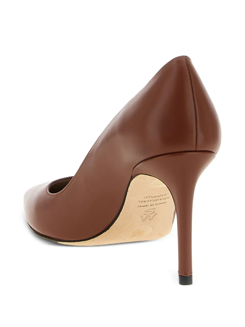 Stuart Weitzman Power pointed-toe leather pumps Brown