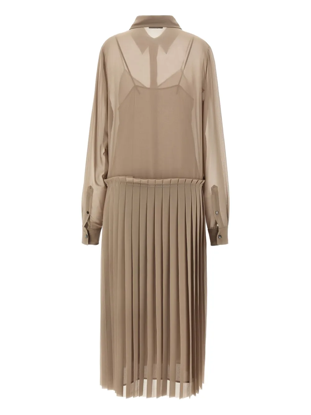 AMI Paris pleated midi shirt dress Beige