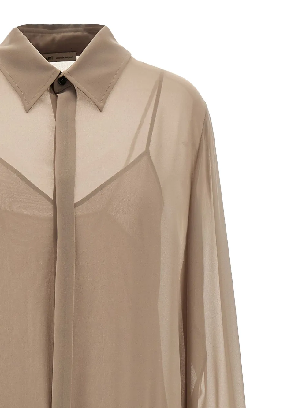 AMI Paris pleated midi shirt dress Beige