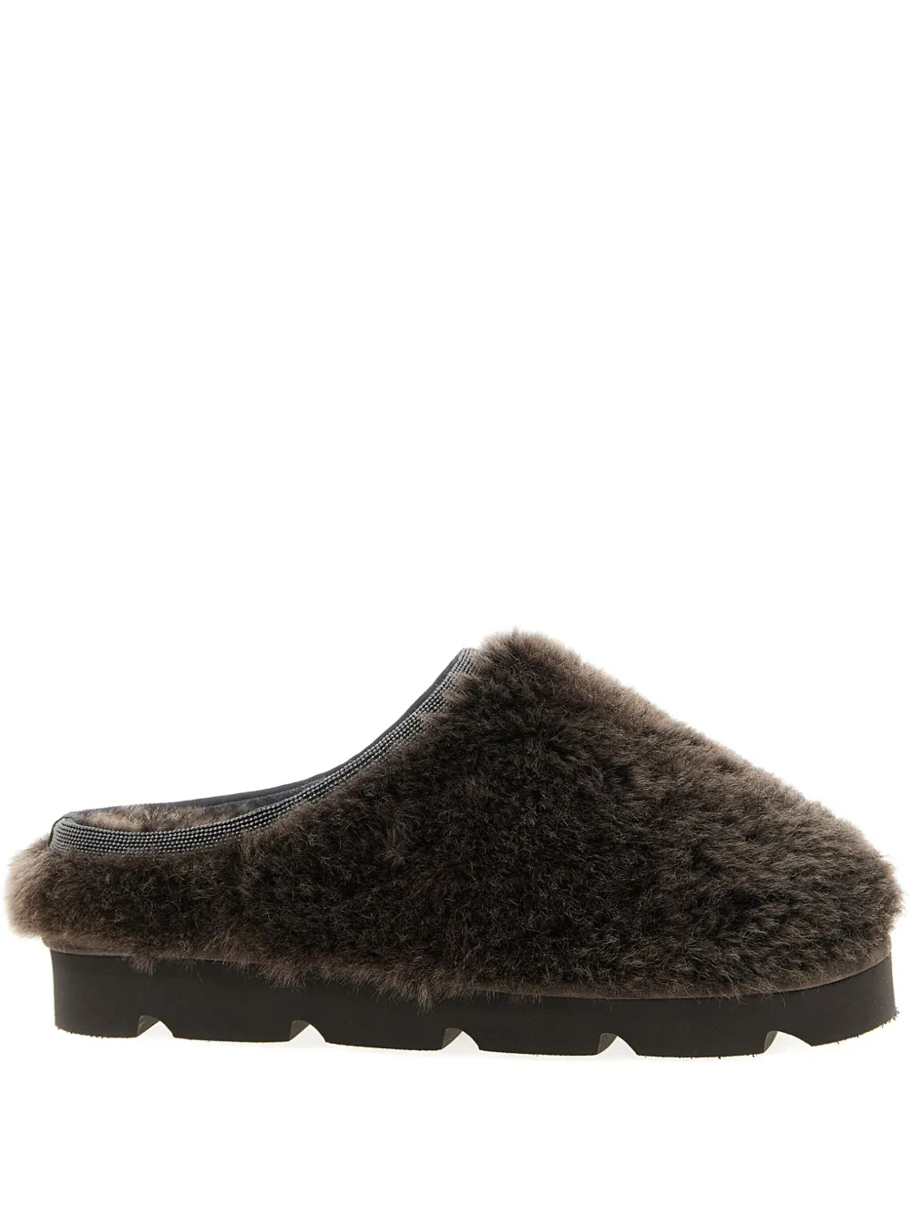 Brunello Cucinelli Monili sherling slipper Brown