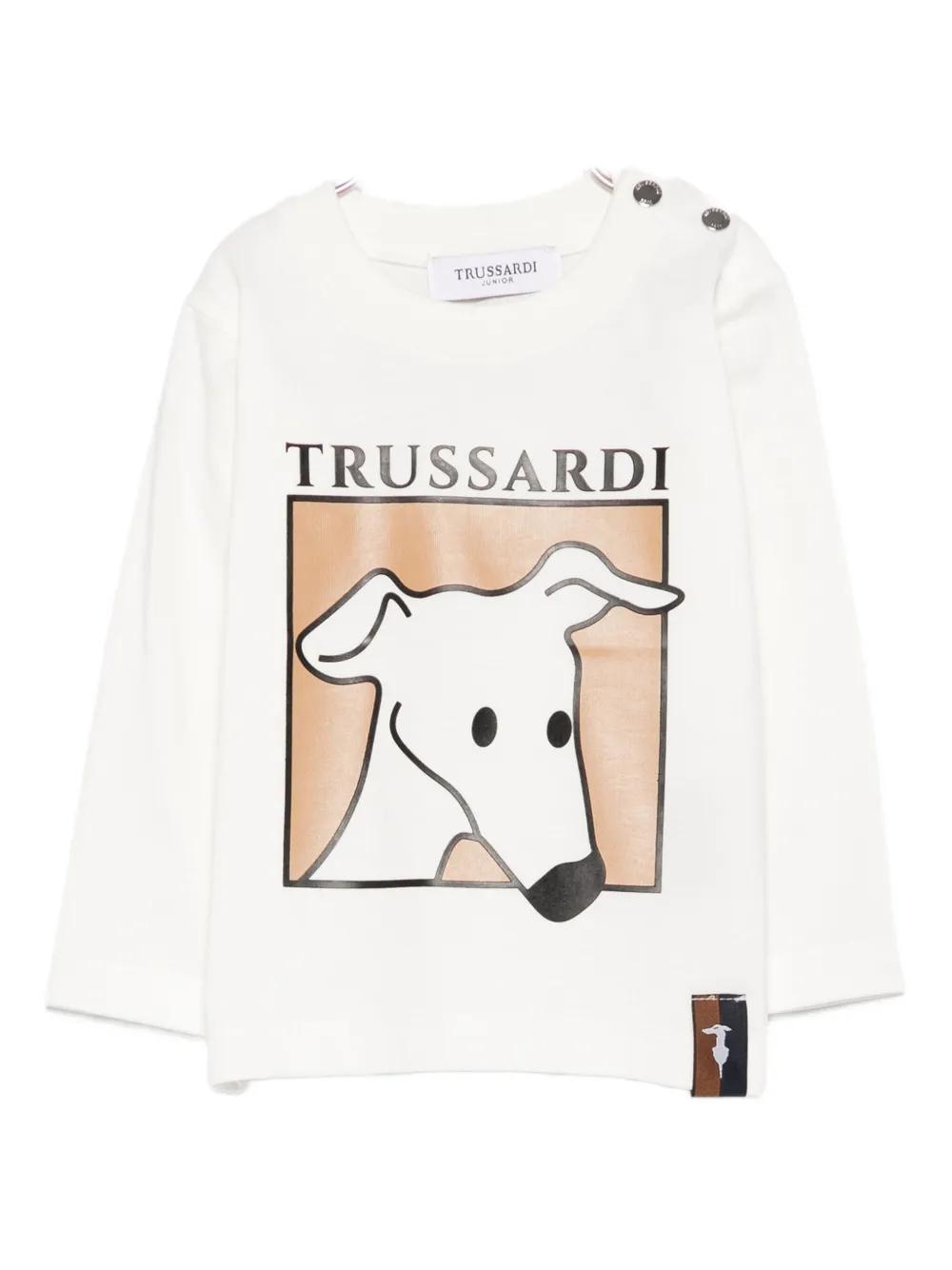 TRUSSARDI JUNIOR dog-print long-sleeved T-shirt Wit