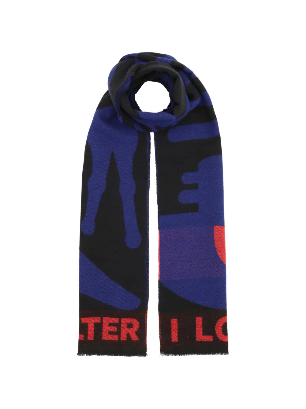 Walter Van Beirendonck Graphic-print Fringed Scarf in Black, view 2