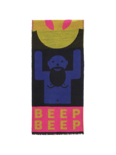 Walter Van Beirendonck Beep Beep graphic-print frayed scarf