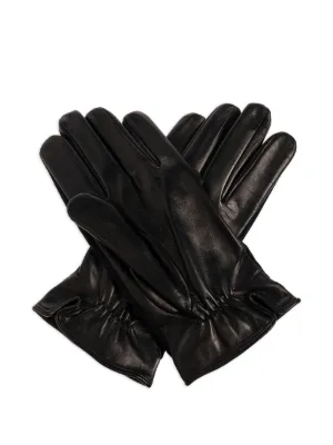 EMPORIO ARMANI 90s レザーグローブ フリース ロゴ glove Giorgio Armani Emporio Vtg. 90s Cafe Racer Dark Green Glove