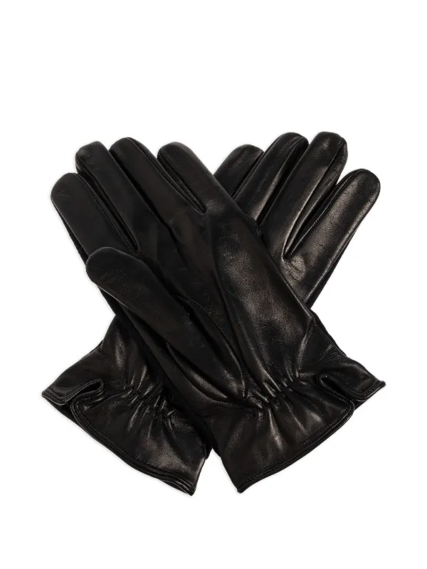 EMPORIO ARMANI レザー手袋 Emporio Armani レザートリム グローブ | ブラック | FARFETCH JP