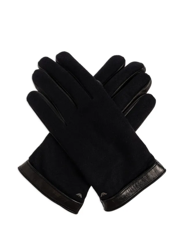 Emporio Armani レザートリム グローブ | ブラック | FARFETCH JP