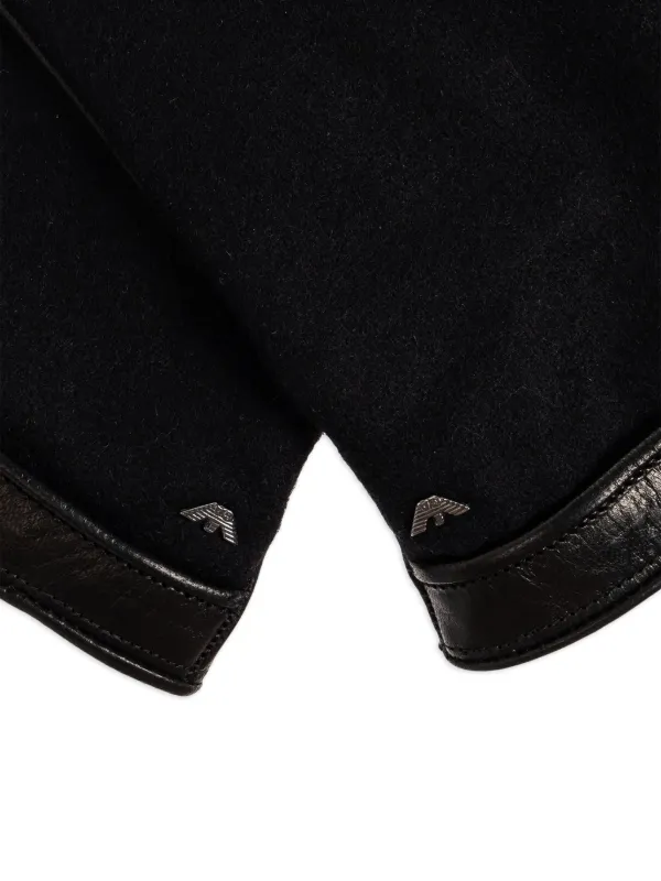 Emporio Armani レザートリム グローブ | ブラック | FARFETCH JP