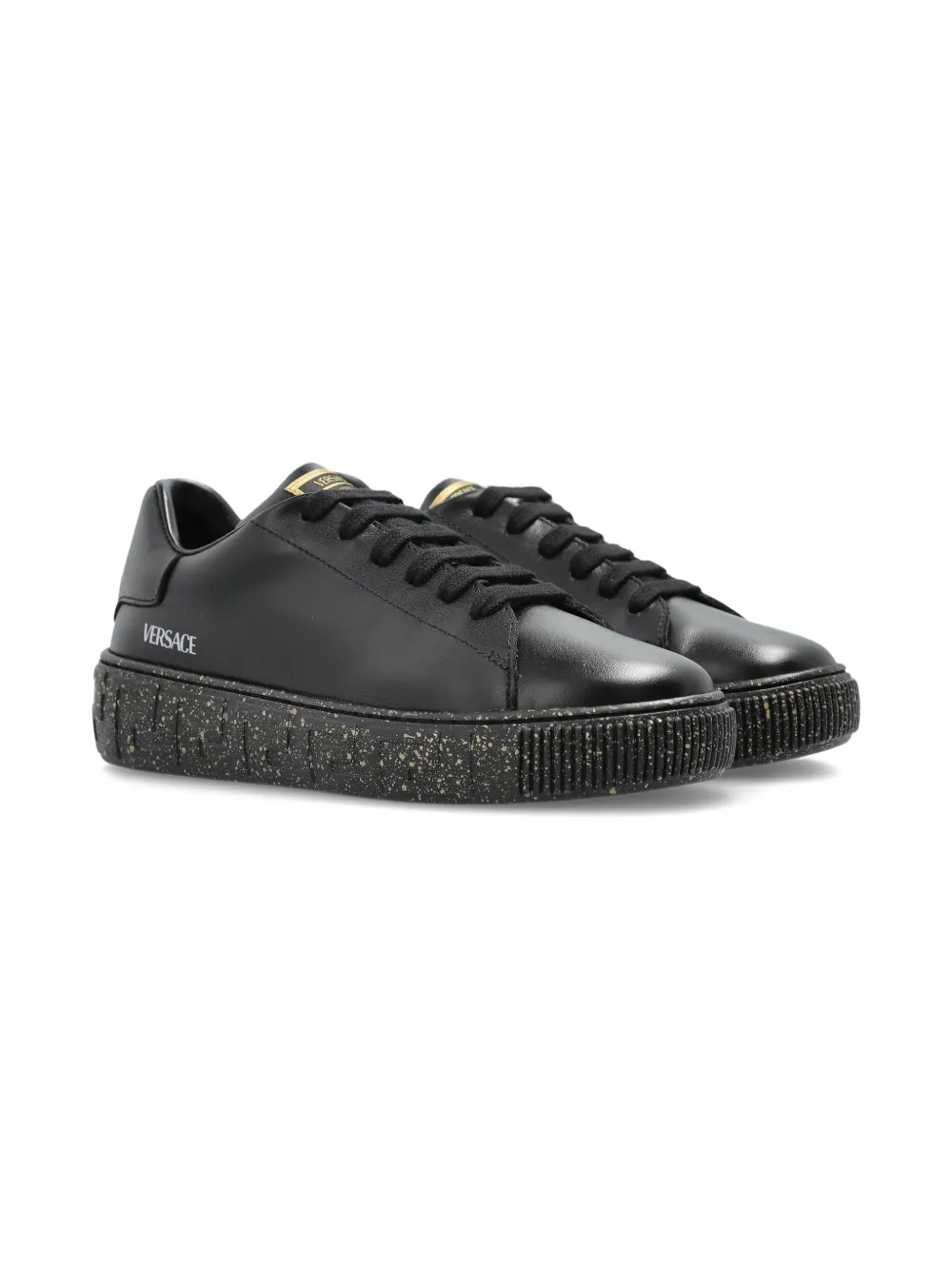 Versace Kids Greca logo-detail speckled sole sneakers Black