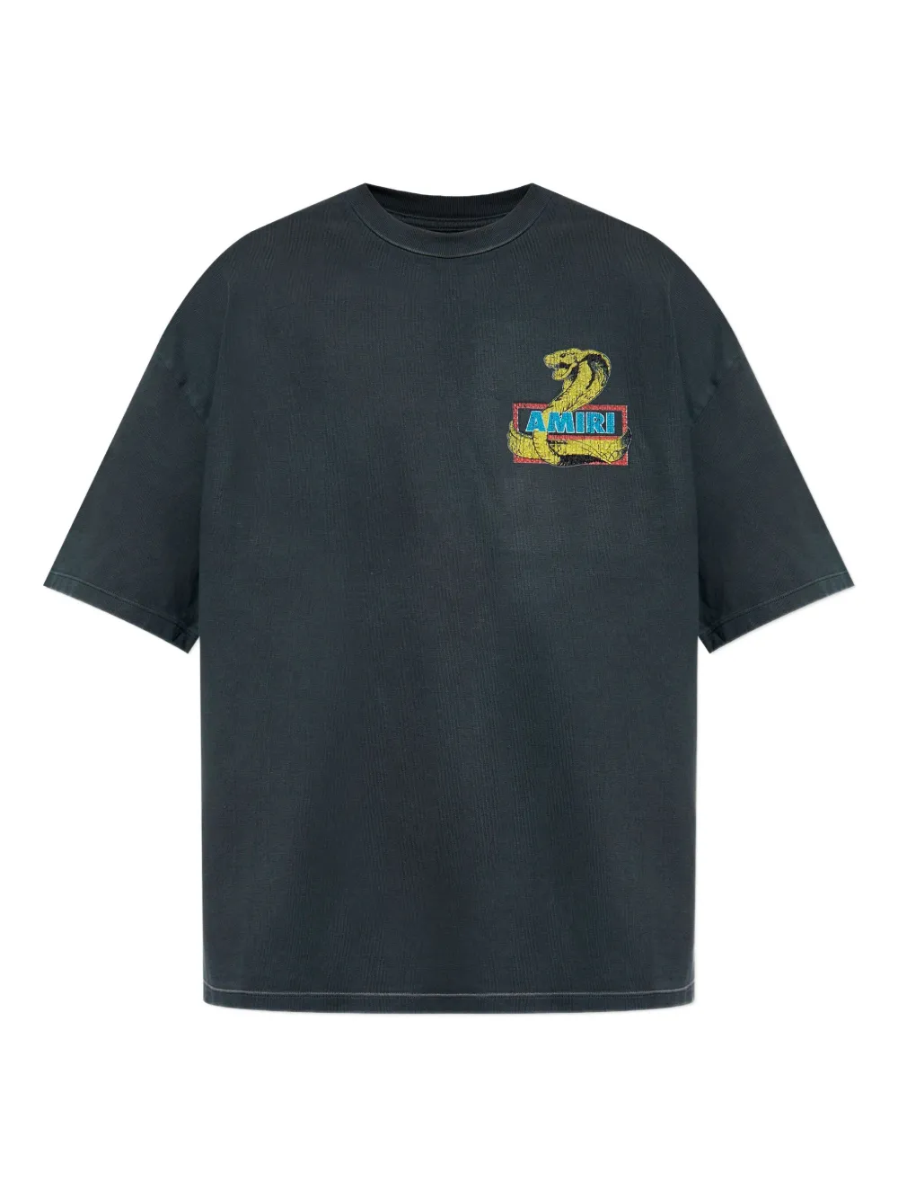 Amiri Snake-print Cotton T-shirt In Black