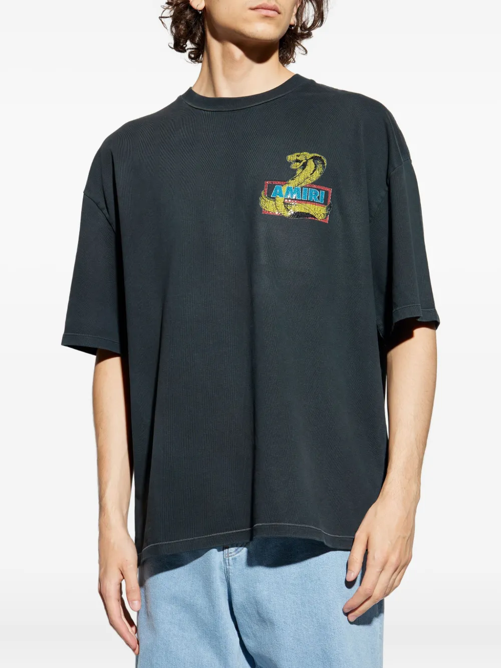 AMIRI snake-print cotton T-shirt Zwart
