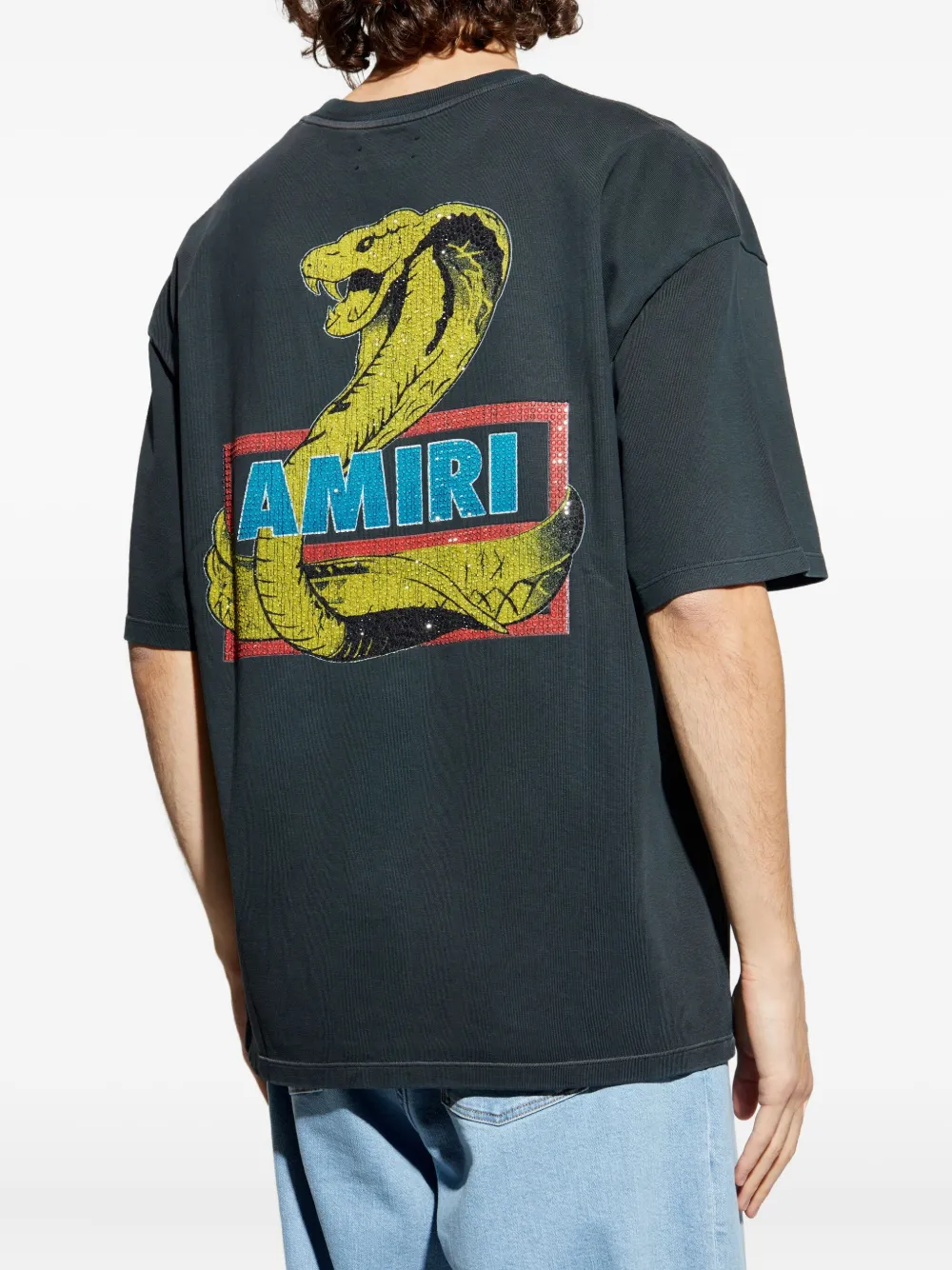 AMIRI snake-print cotton T-shirt Zwart