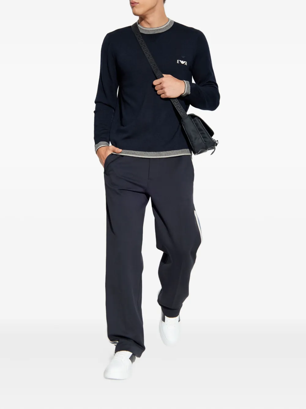 Emporio Armani Trui met geborduurd logo Blauw