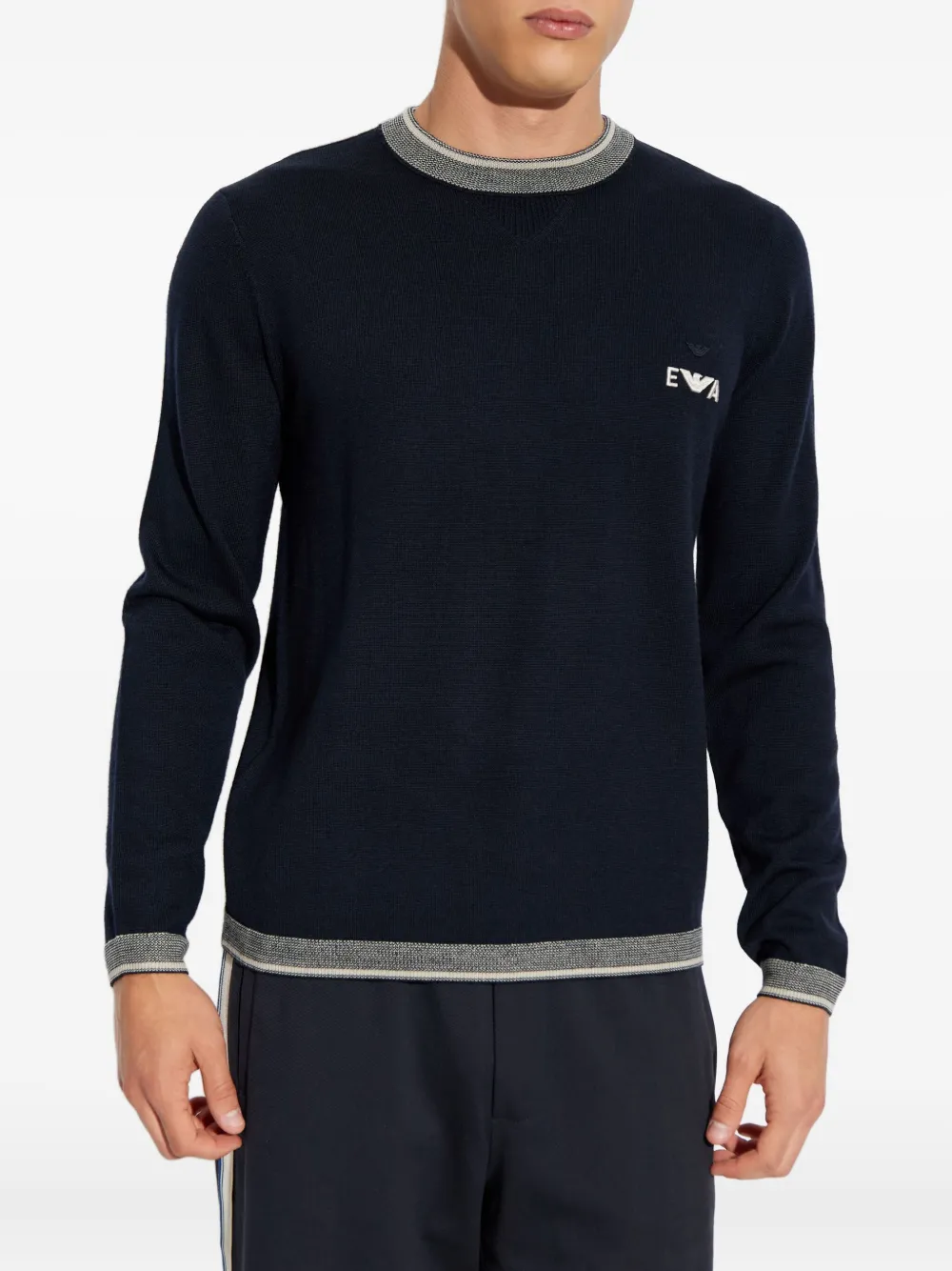 Emporio Armani Trui met geborduurd logo Blauw