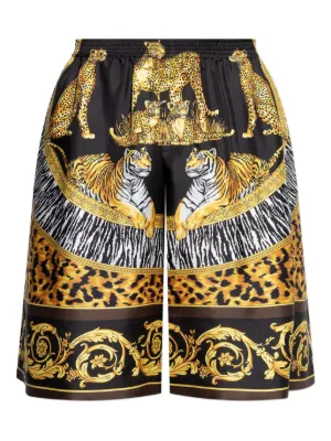 ヴェルサーチ　シルクショートパンツブラックラベル バロッコシルク ショートパンツ ブラック,プリント | VERSACE JP