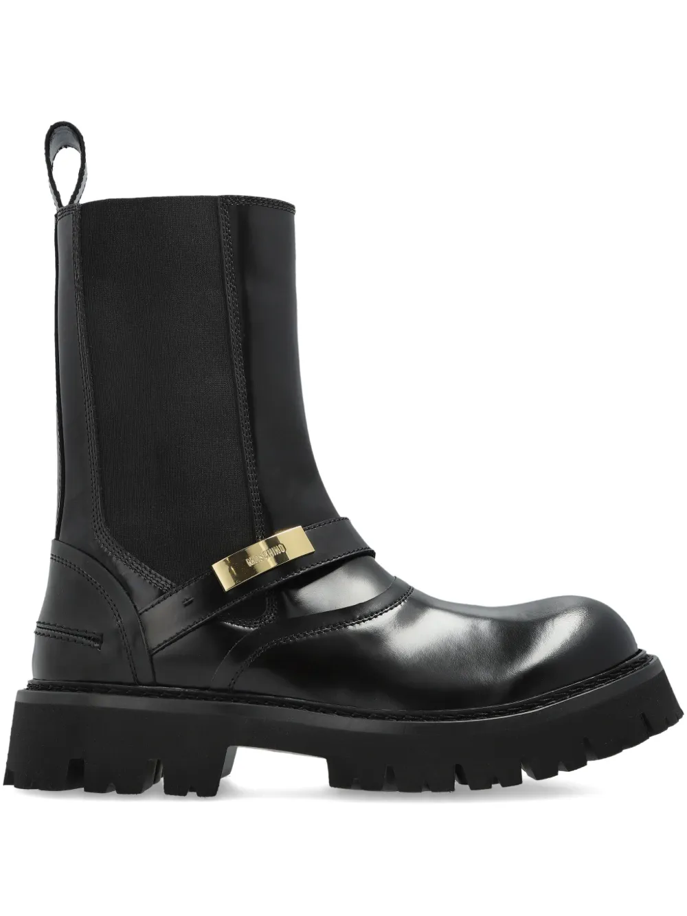 Moschino strap-detail chelsea boots Black