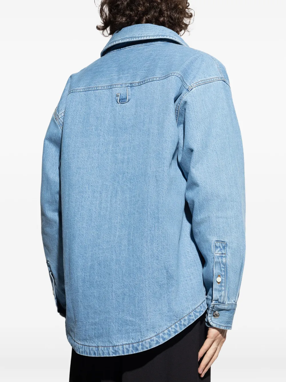 Jacquemus embroidered pocket denim shirt Blauw