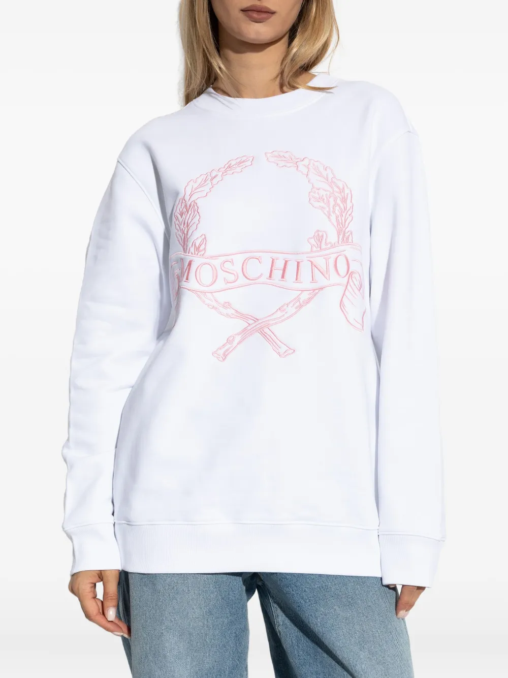 Moschino laurel wreath embroidered sweatshirt Wit
