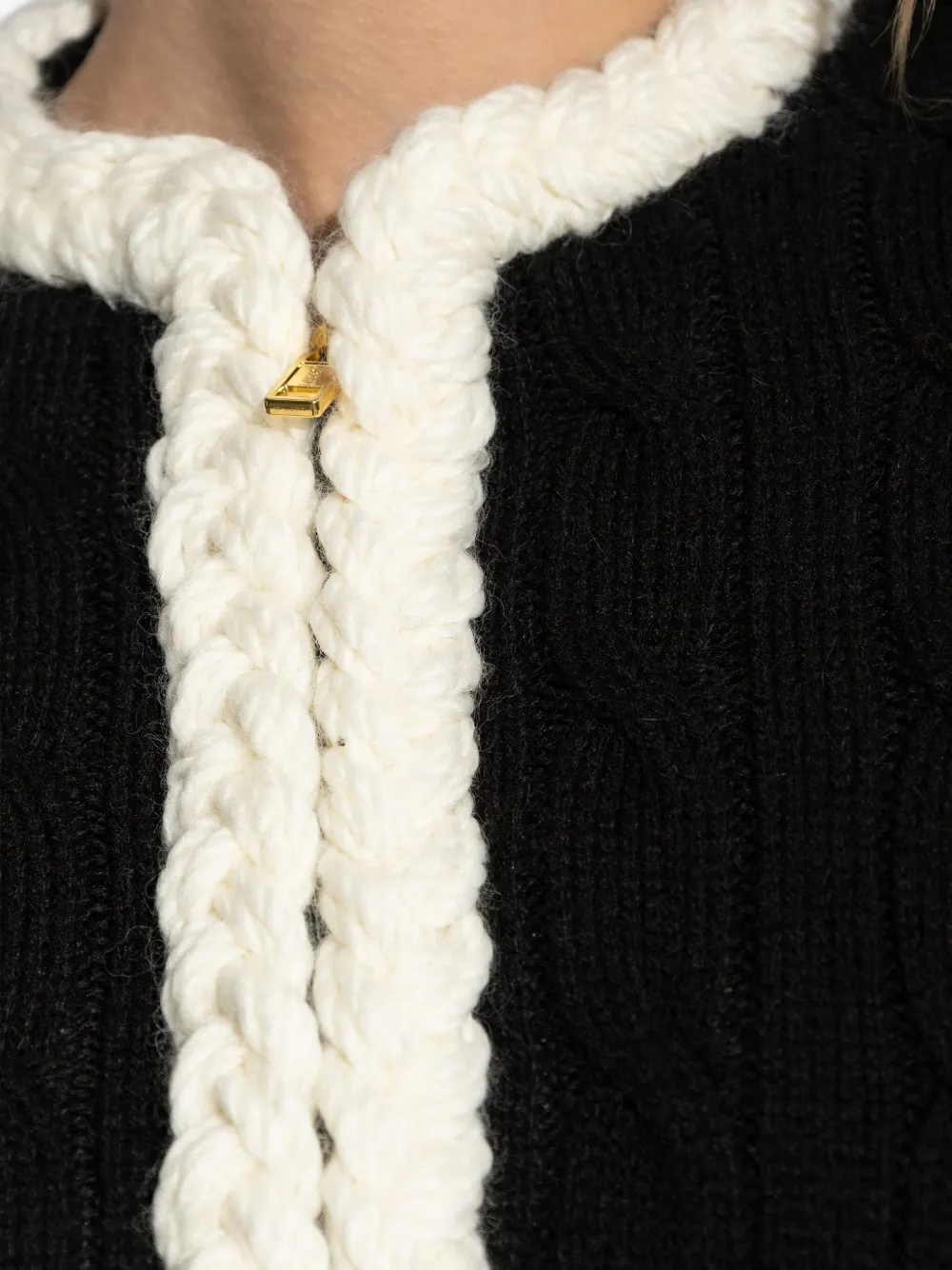 Moschino Cable-knit Elbow-patch Jacket In Black