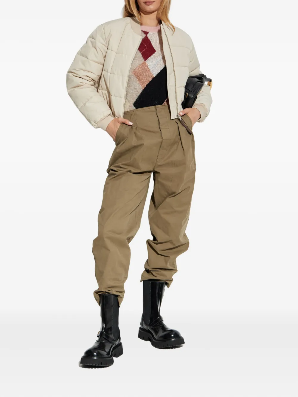 Moschino quilted bomber jacket Beige