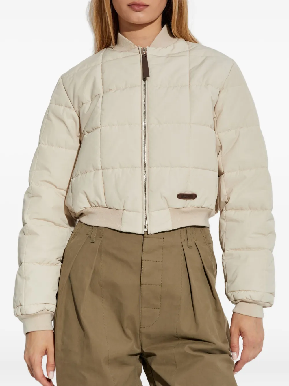 Moschino quilted bomber jacket Beige