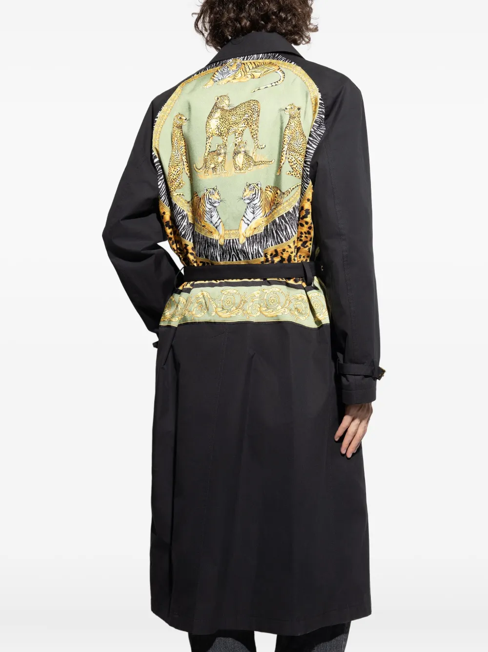 Versace Jas met dierenprint en ceintuur Zwart
