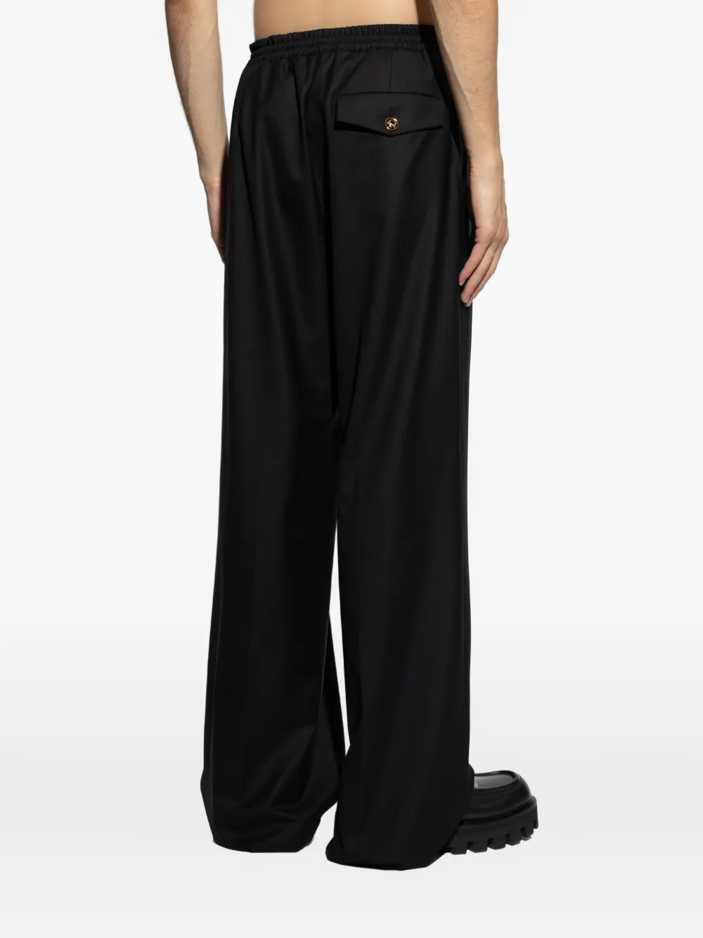 Moschino Broek met elastische taille en gouden knopen Zwart