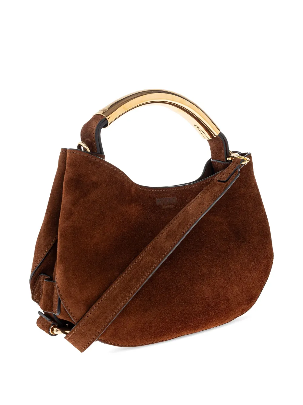 Moschino curved-handle suede tote bag Bruin