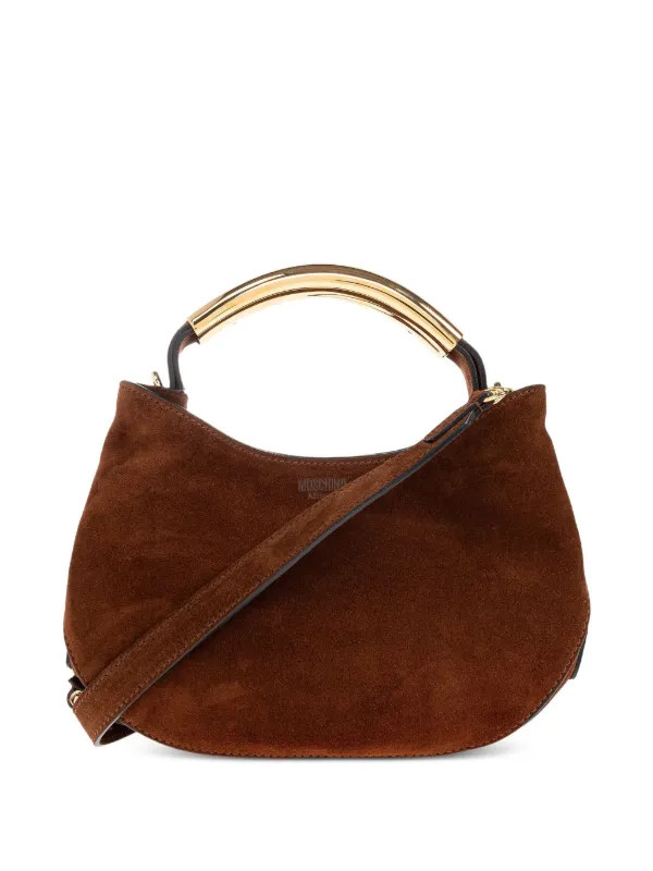 Moschino curved-handle Suede Tote Bag | Brown | FARFETCH ID