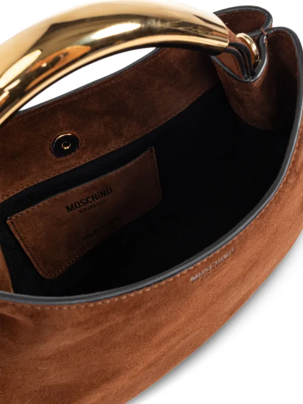 Moschino curved-handle Suede Tote Bag | Brown | FARFETCH ID